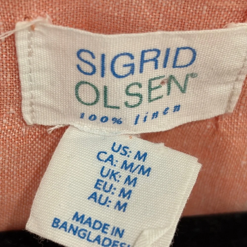 Sigrid Olsen 100% Linen Coral Button Down Shirt (M) - Picture 3 of 3
